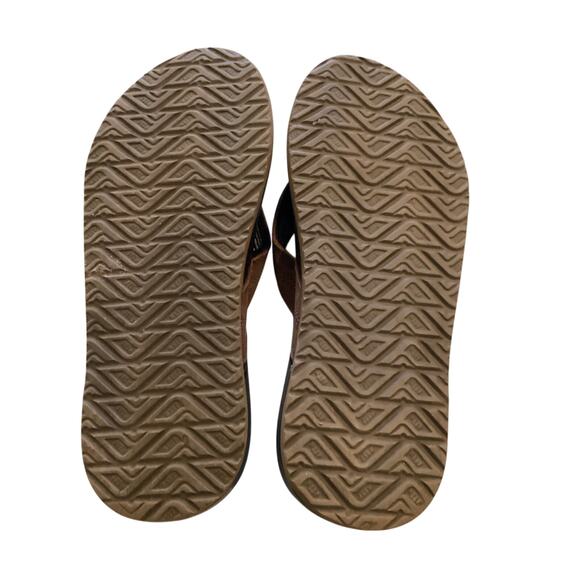 Brand New REEF Brown Leather Flip Flop Men's Sandals SZ 10 - Picture 4 of 5